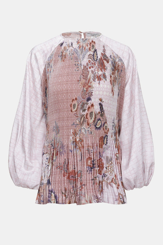 Festive Finesse Pleated Blouse - Blush