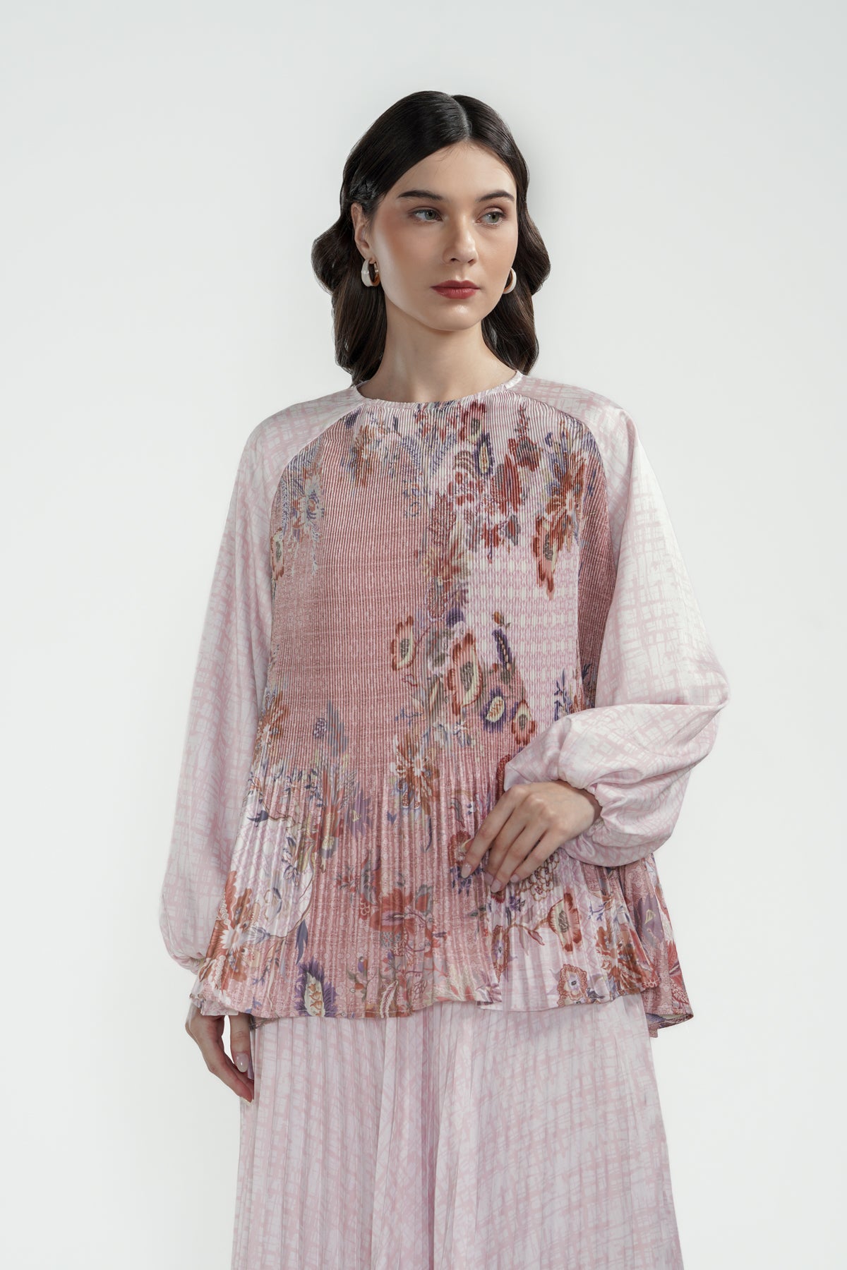 Festive Finesse Pleated Blouse - Blush