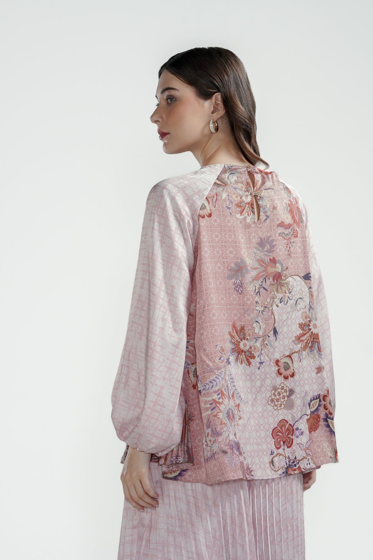 Festive Finesse Pleated Blouse - Blush