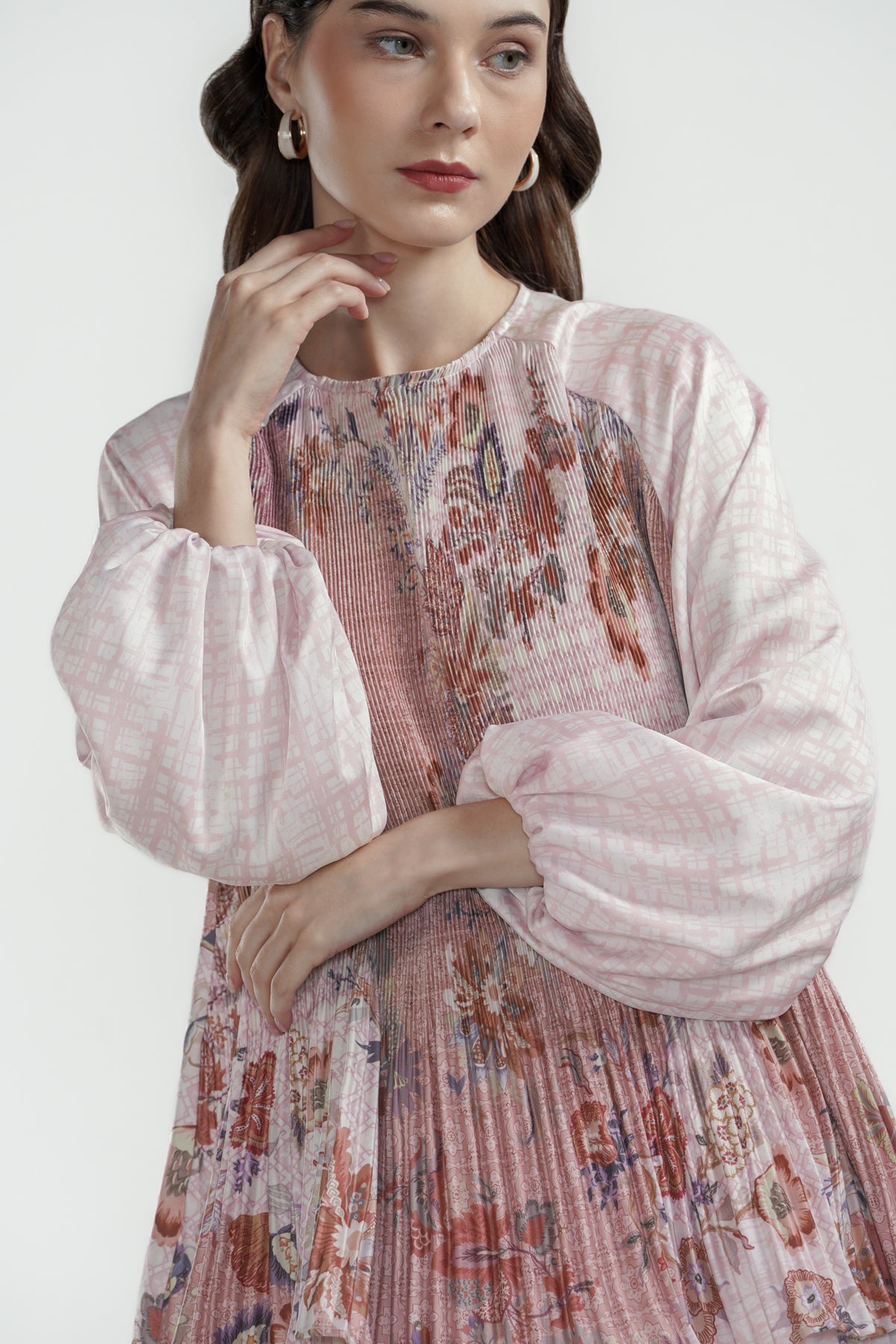 Festive Finesse Pleated Blouse - Blush
