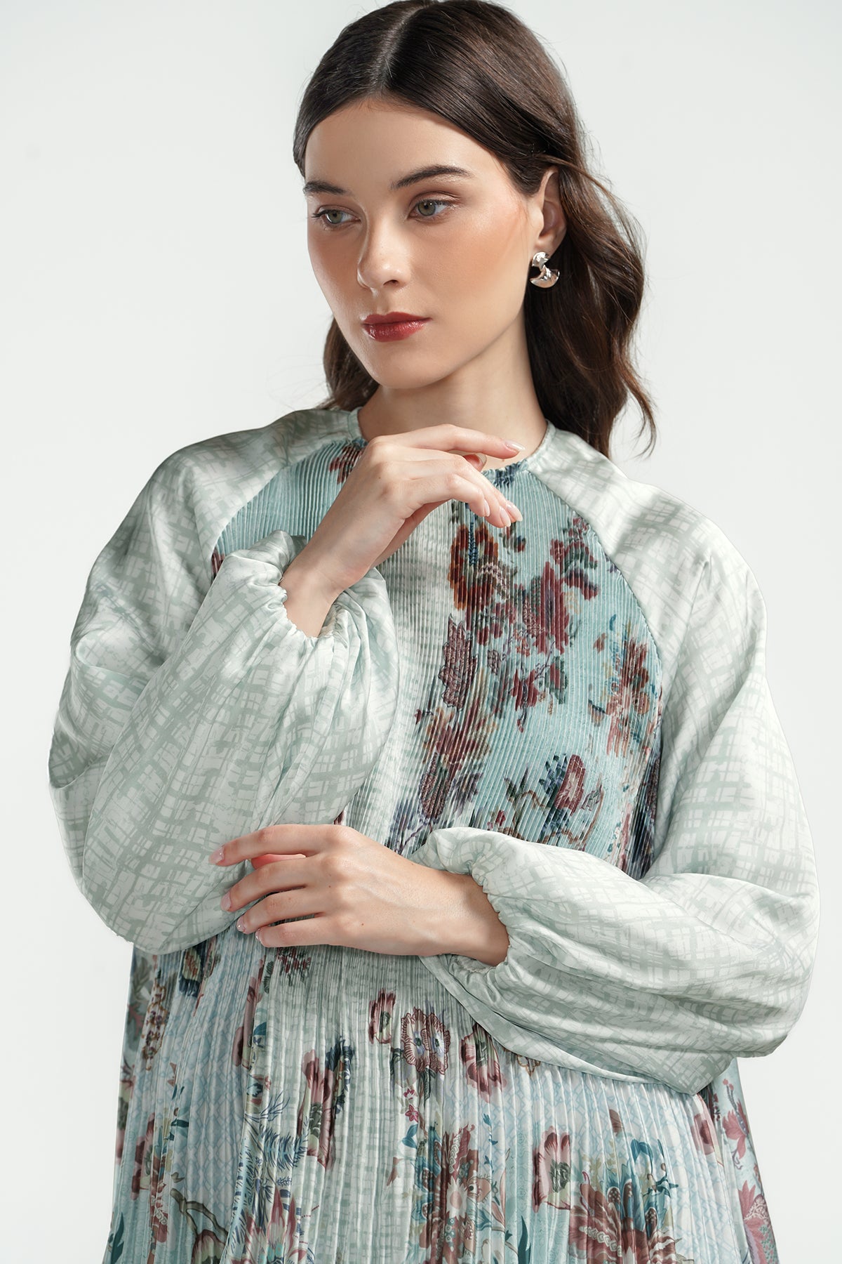 Festive Finesse Pleated Blouse - Mint