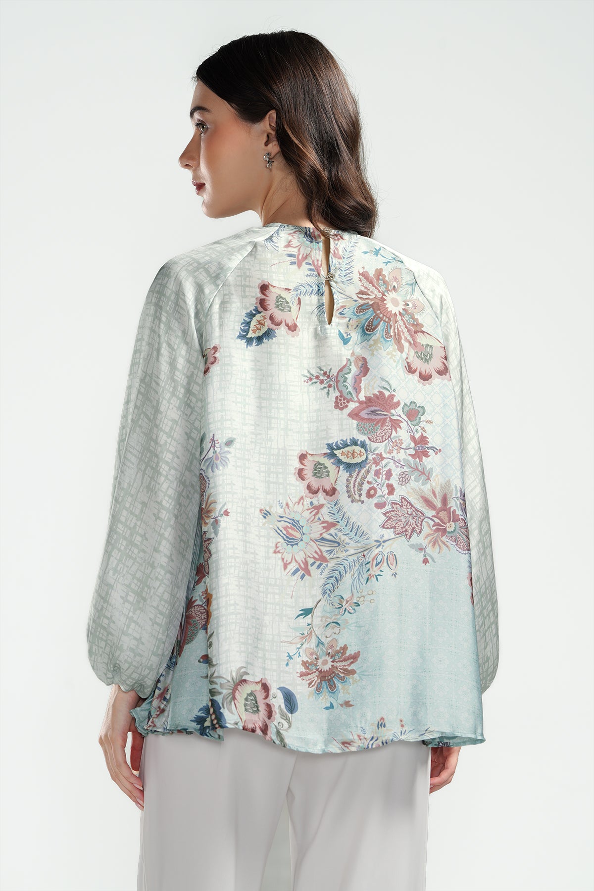 Festive Finesse Pleated Blouse - Mint