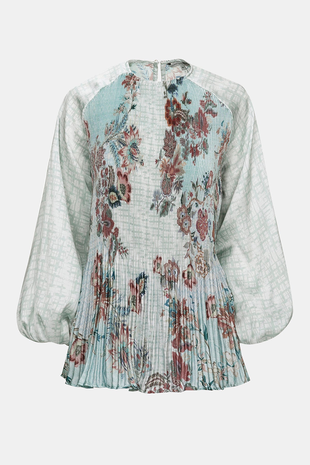 Festive Finesse Pleated Blouse - Mint