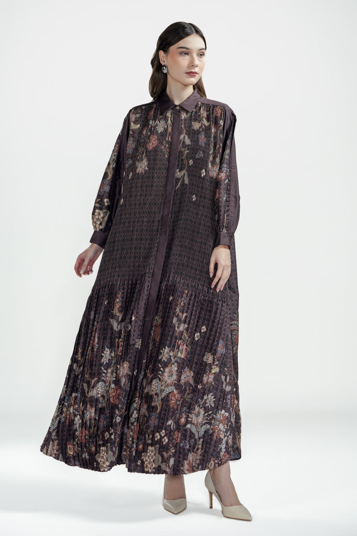 Festive Finesse Pleated Dress - Black