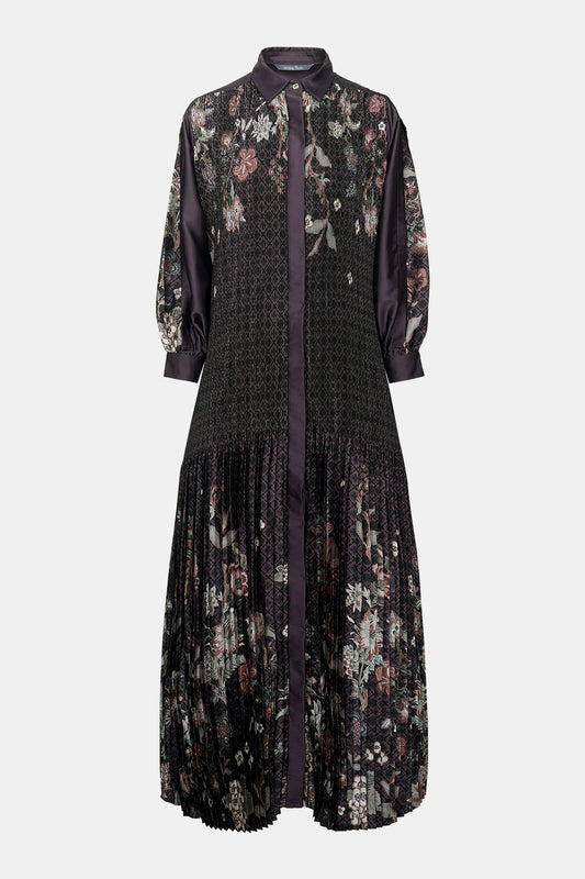 Festive Finesse Pleated Dress - Black