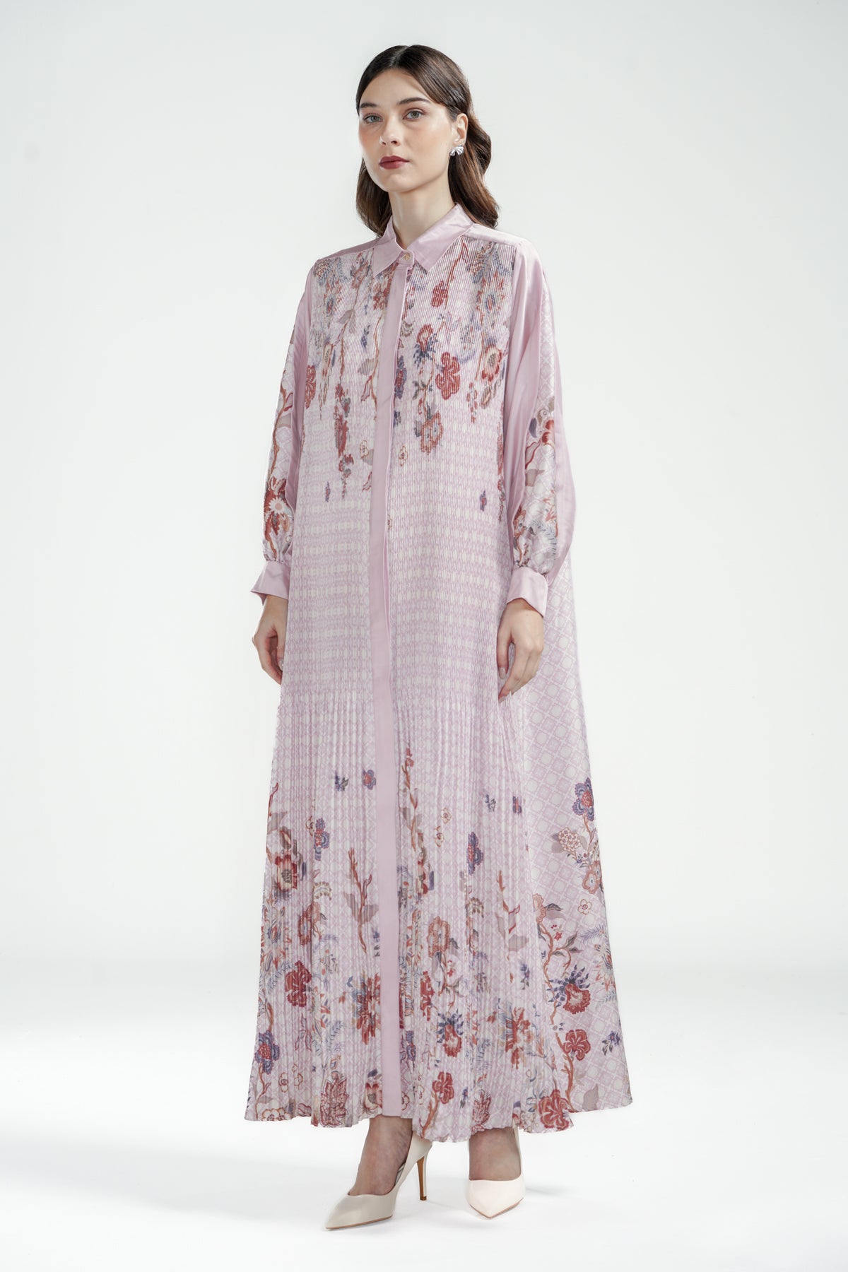 Festive Finesse Pleated Dress - Blush