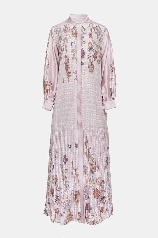 Festive Finesse Pleated Dress - Blush