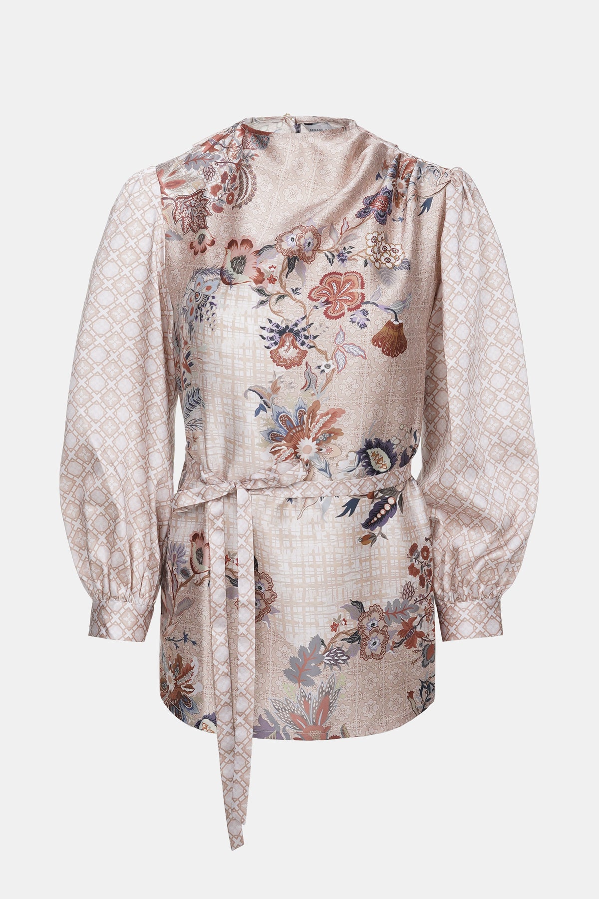 Festive Finesse Satin Blouse - Maple