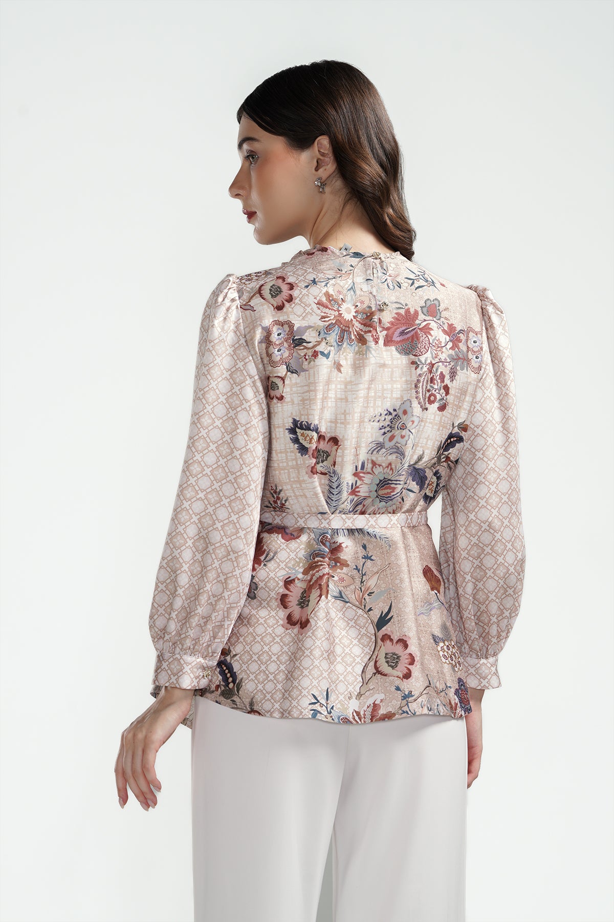 Festive Finesse Satin Blouse - Maple