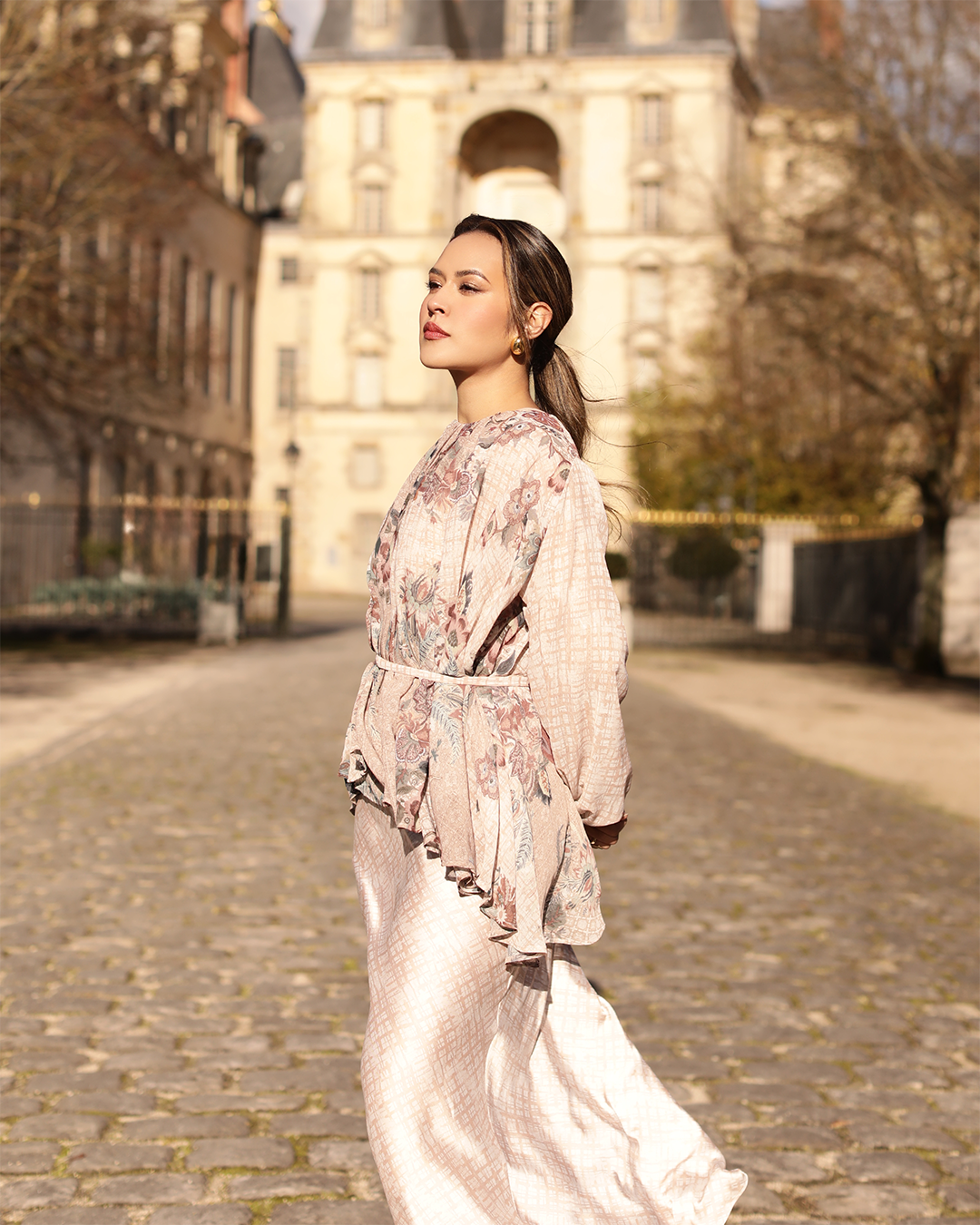 Festive Finesse Sheer Blouse - Maple