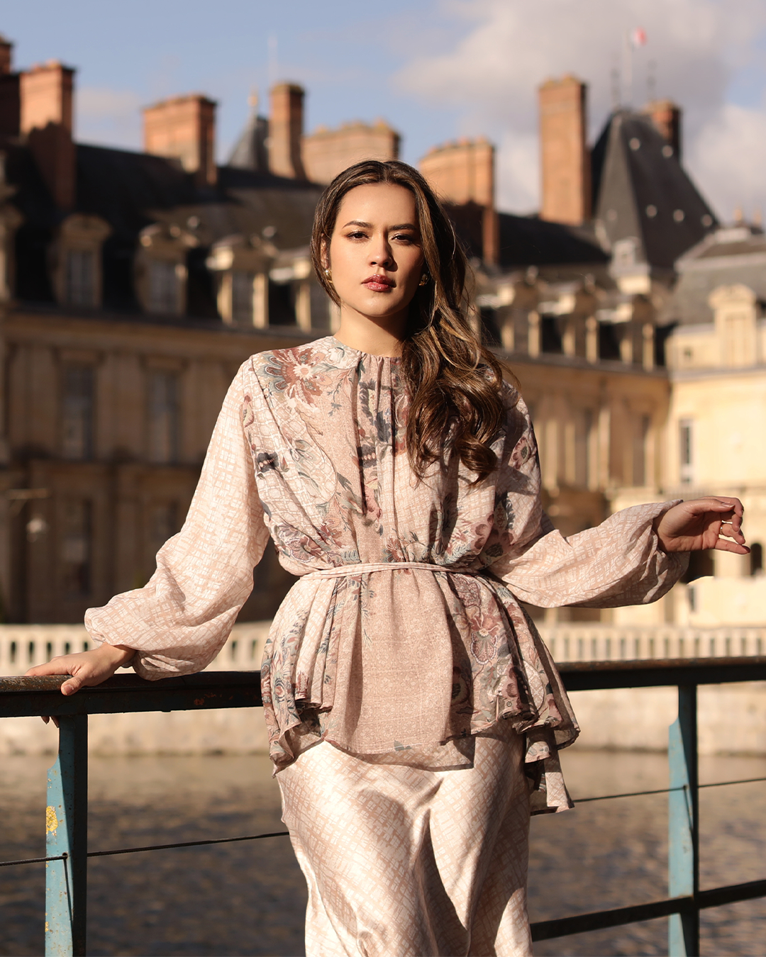 Festive Finesse Sheer Blouse - Maple