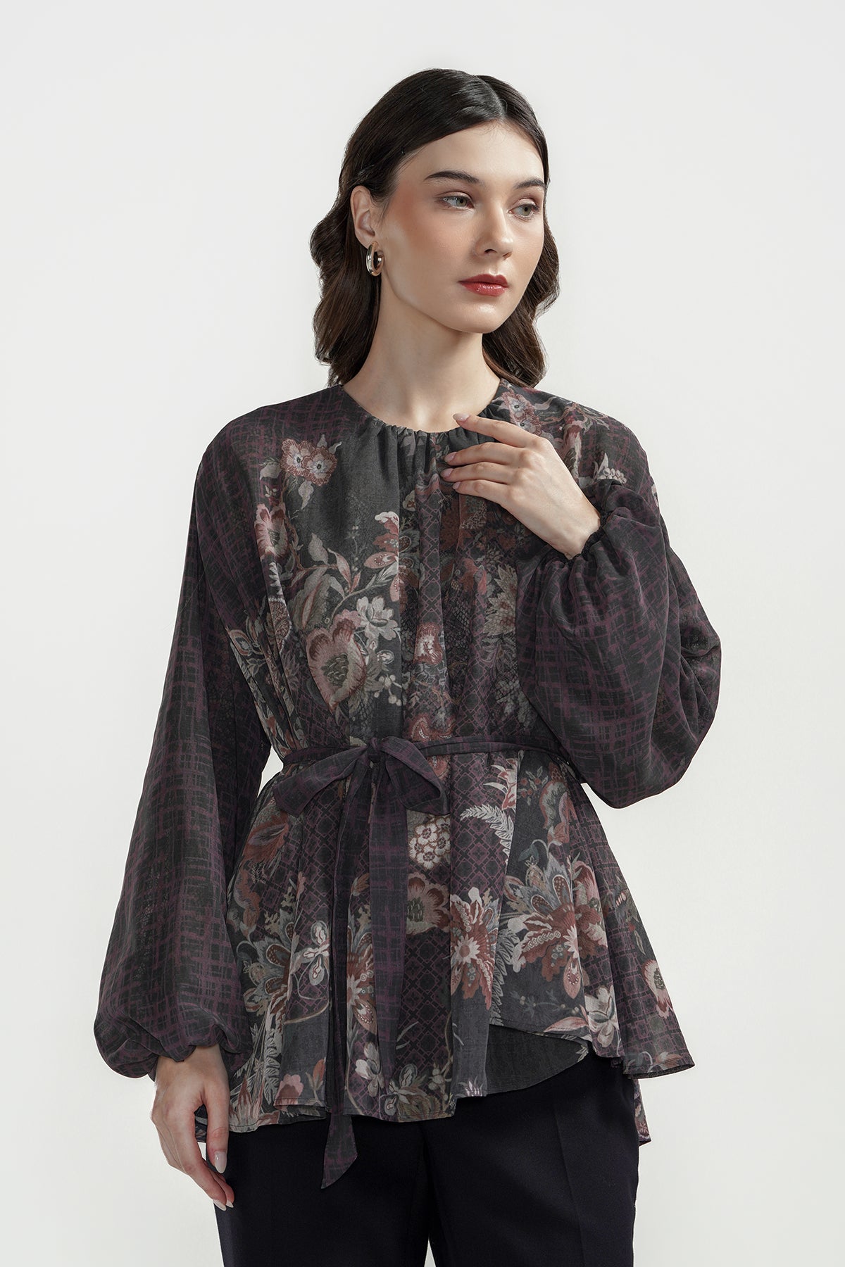 Festive Finesse Sheer Blouse - Black