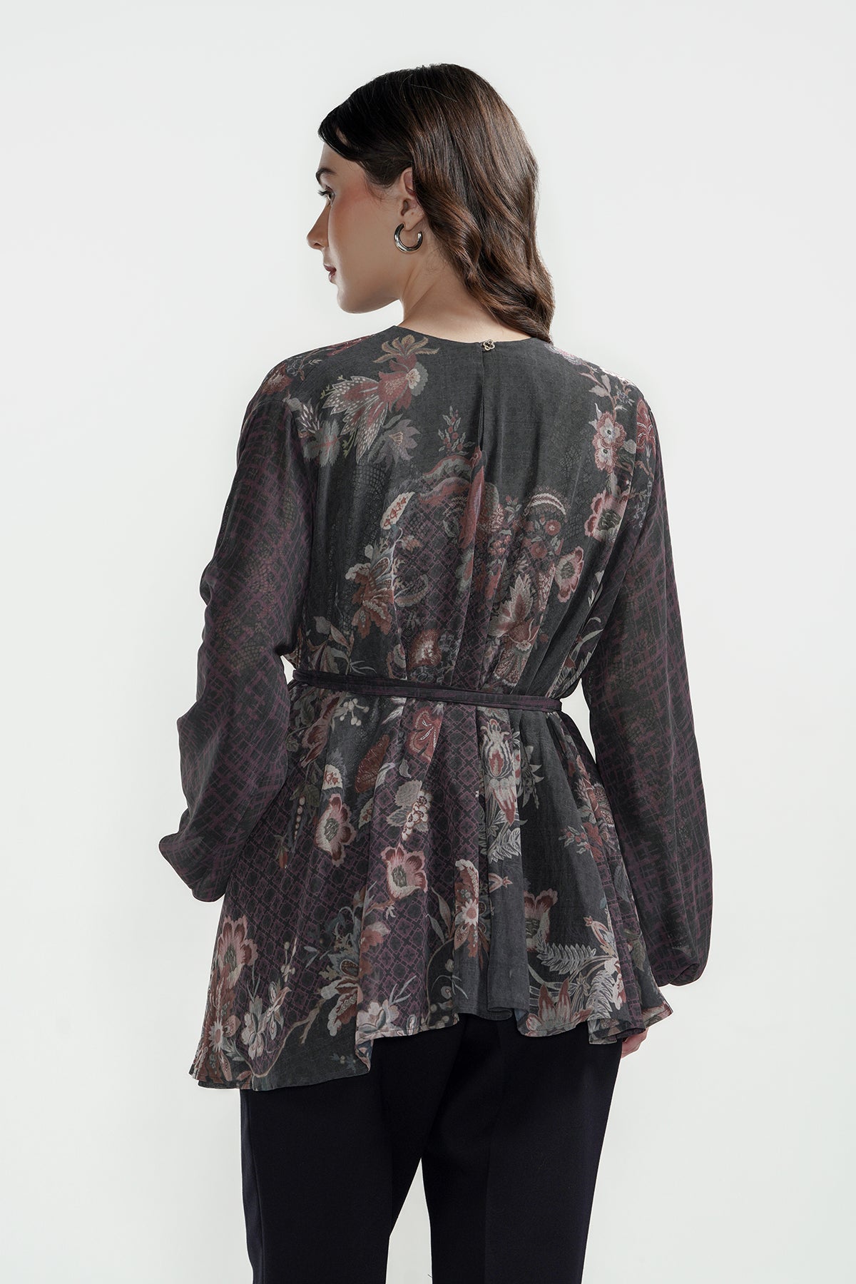 Festive Finesse Sheer Blouse - Black