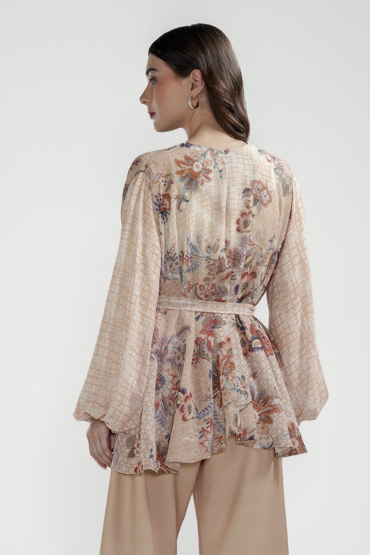 Festive Finesse Sheer Blouse - Maple