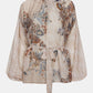 Festive Finesse Sheer Blouse - Maple