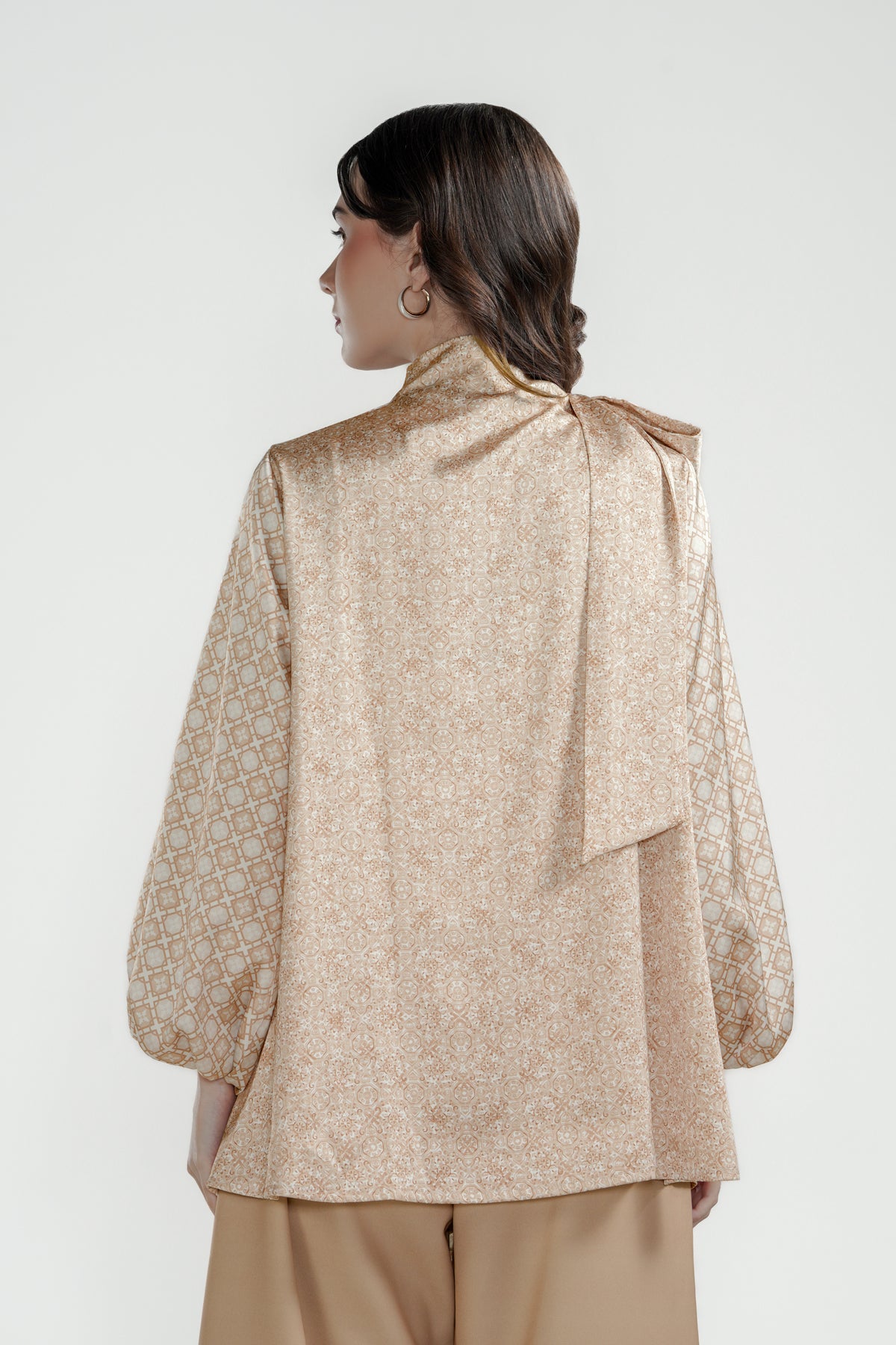 Festive Finesse Tie Blouse - Maple