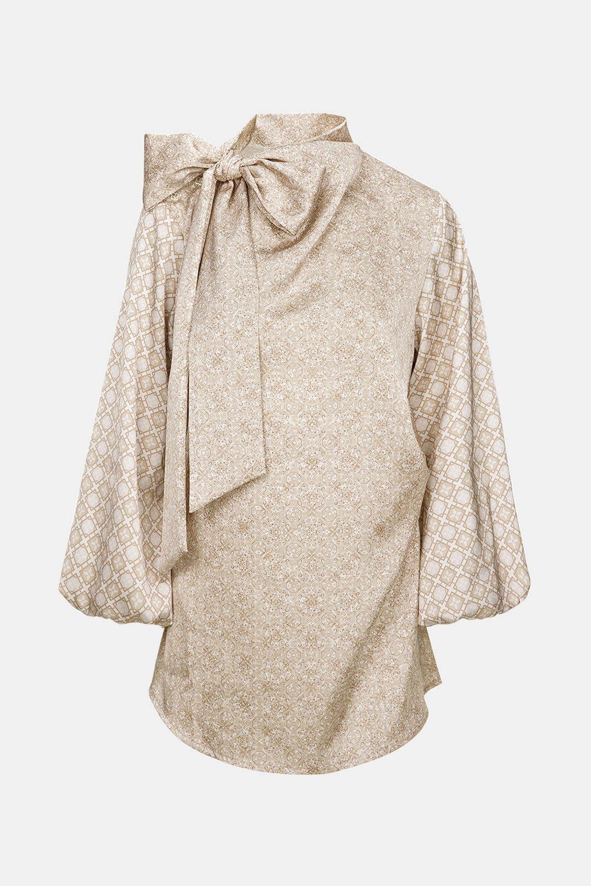 Festive Finesse Tie Blouse - Maple