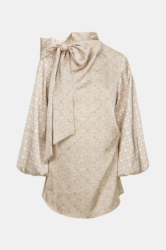 Festive Finesse Tie Blouse - Maple