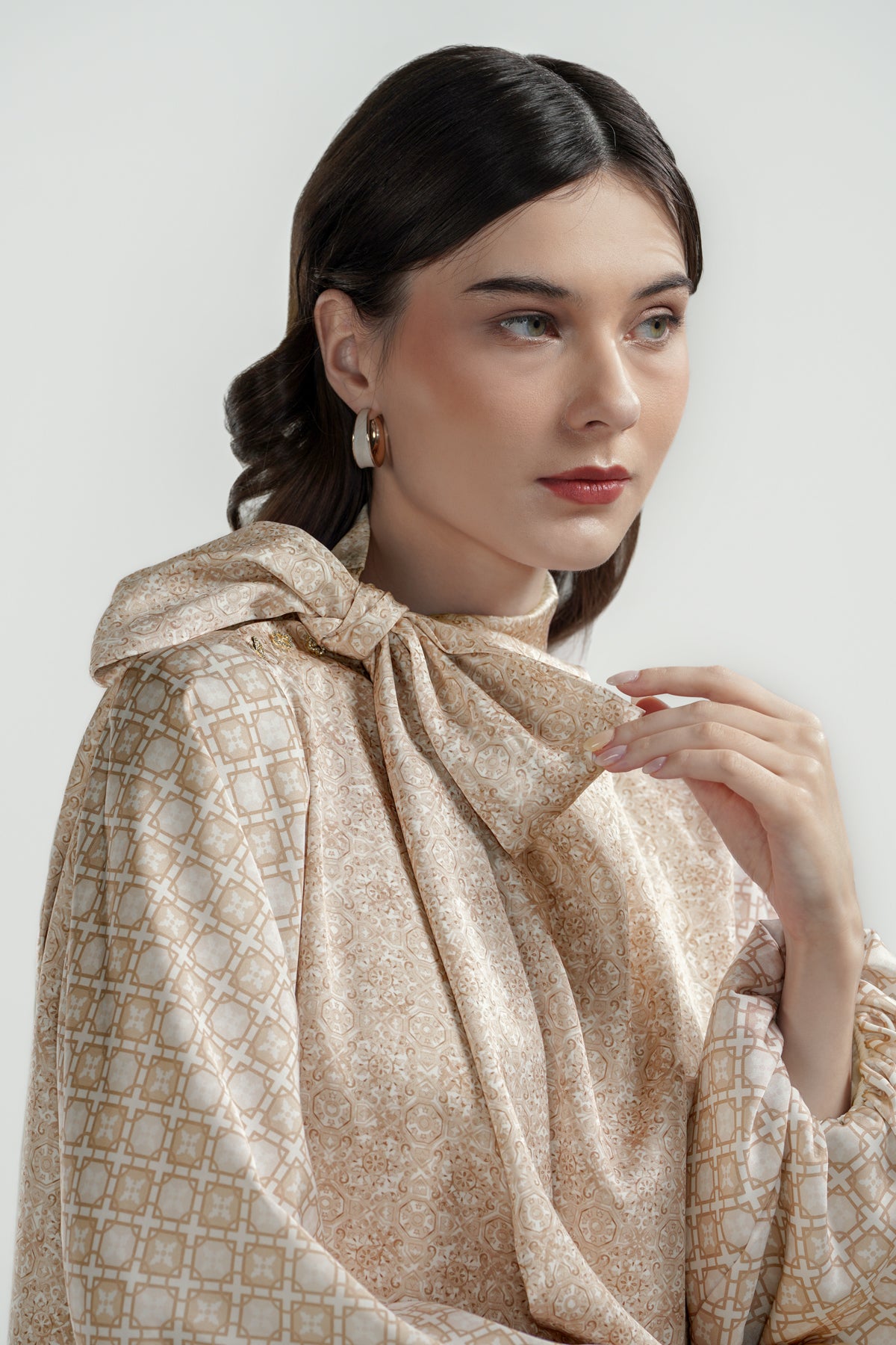 Festive Finesse Tie Blouse - Maple