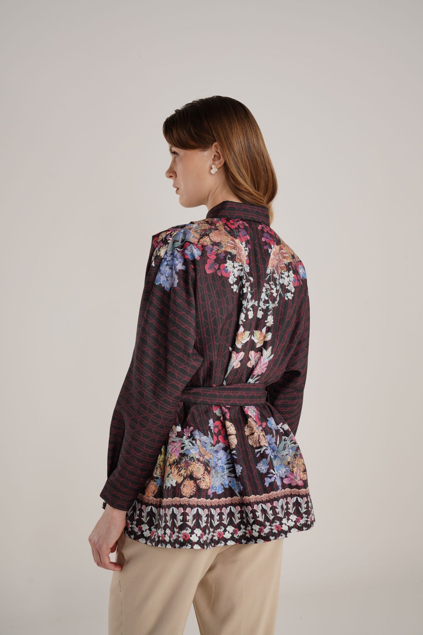 Floral Symphony Batwing Shirt - Poppy