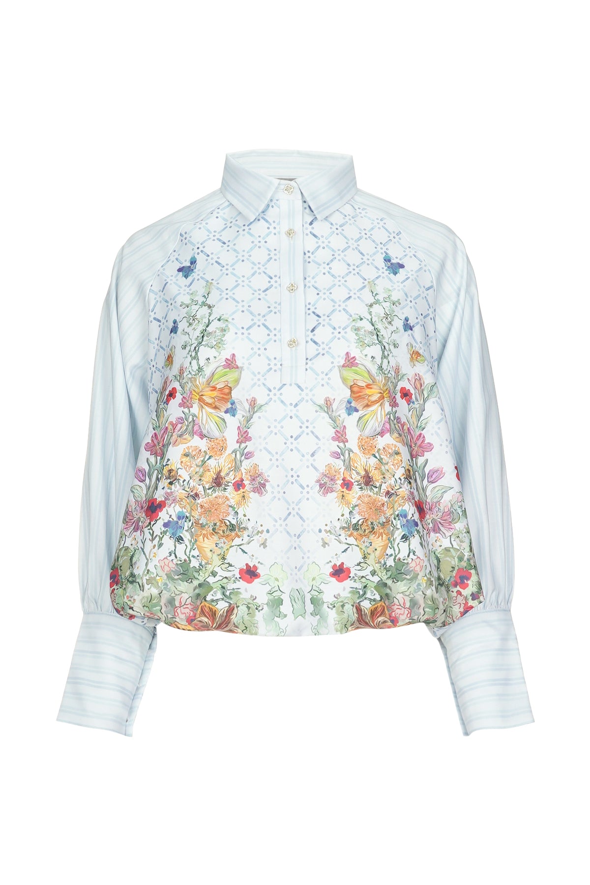 Floral Symphony Crop Shirt - Hydrangea