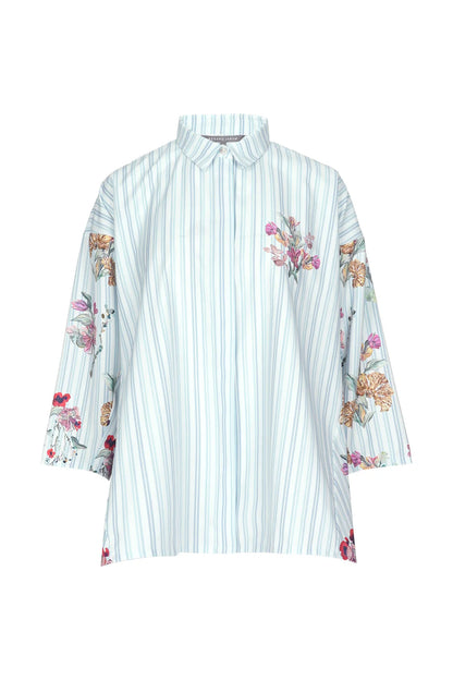 Floral Symphony Stripe Shirt - Hydrangea