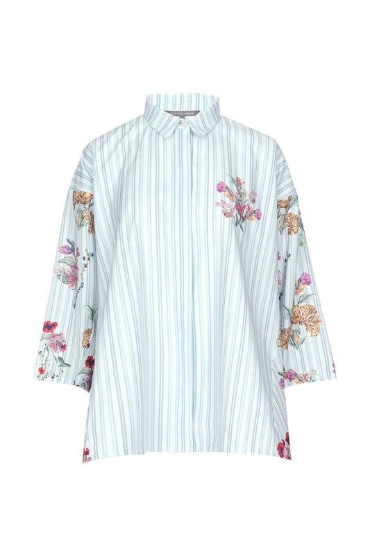 Floral Symphony Stripe Shirt - Hydrangea
