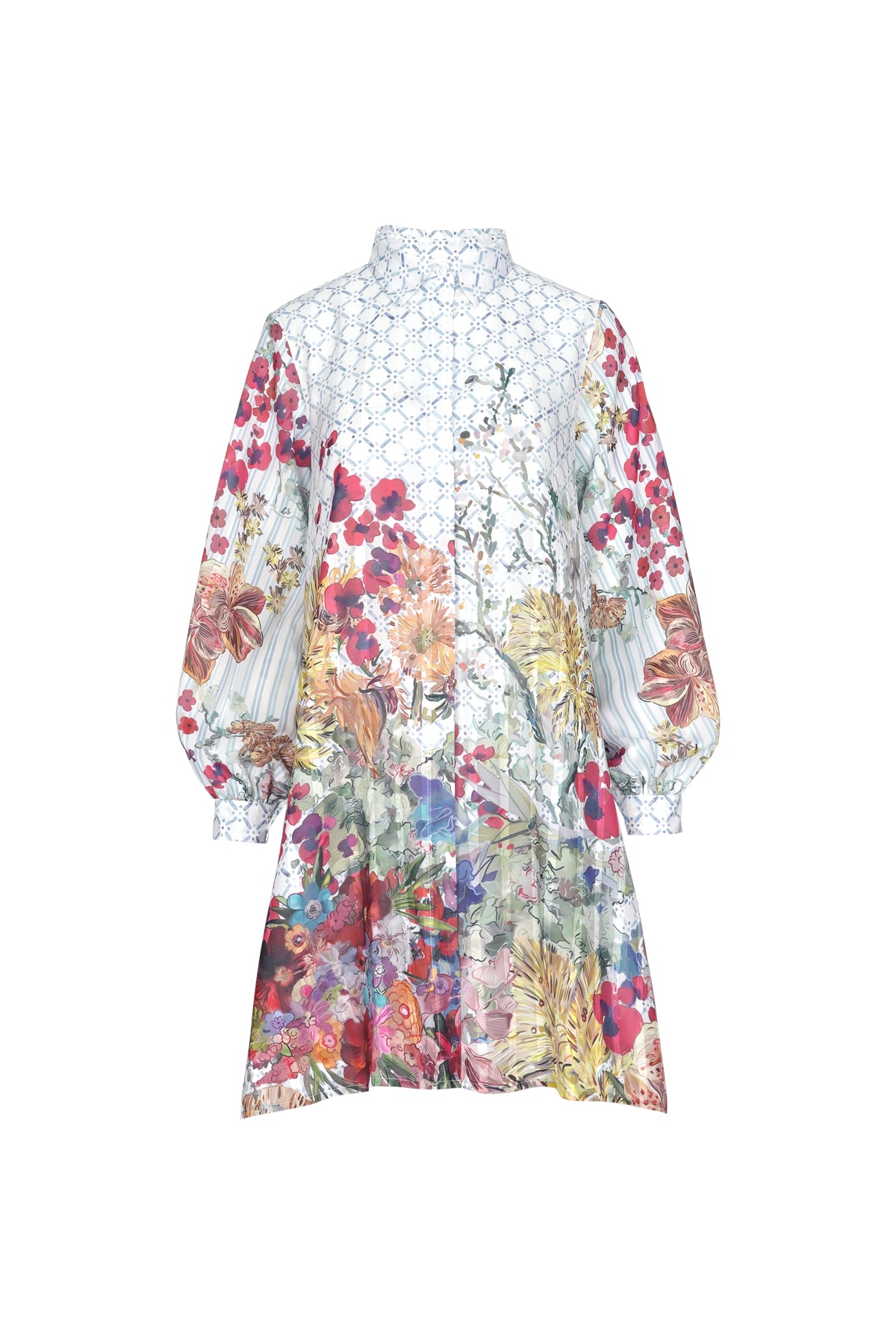 Floral Symphony Tunic Shirt - Hydrangea