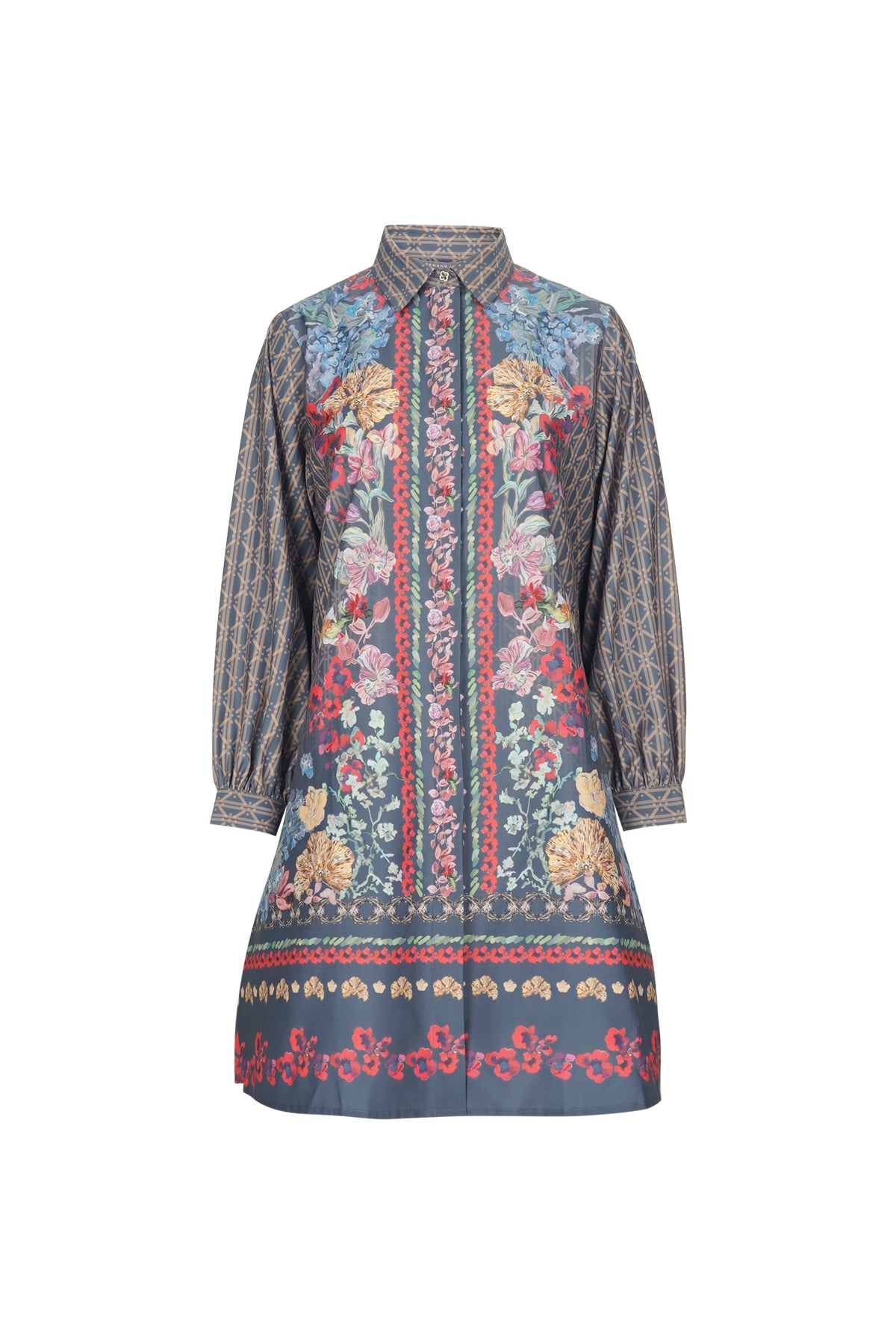 Floral Symphony Yoke Shirt - Indigo