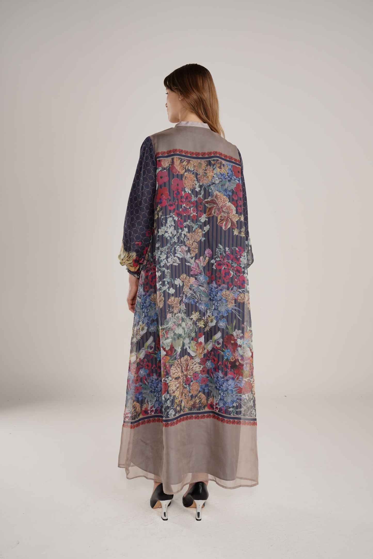 Floral Symphony Dress - Indigo