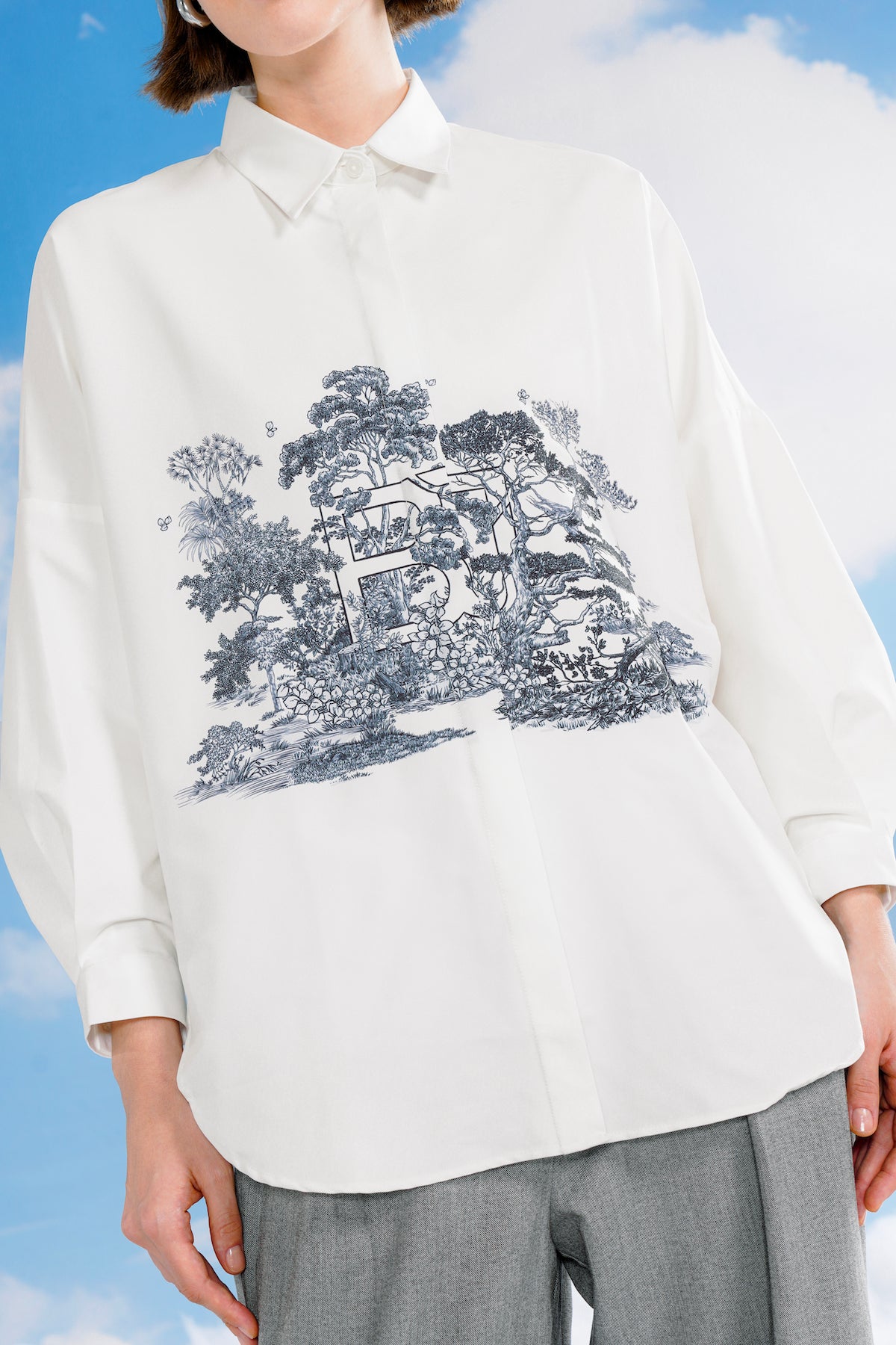 Forest Toile Basic Shirt - White