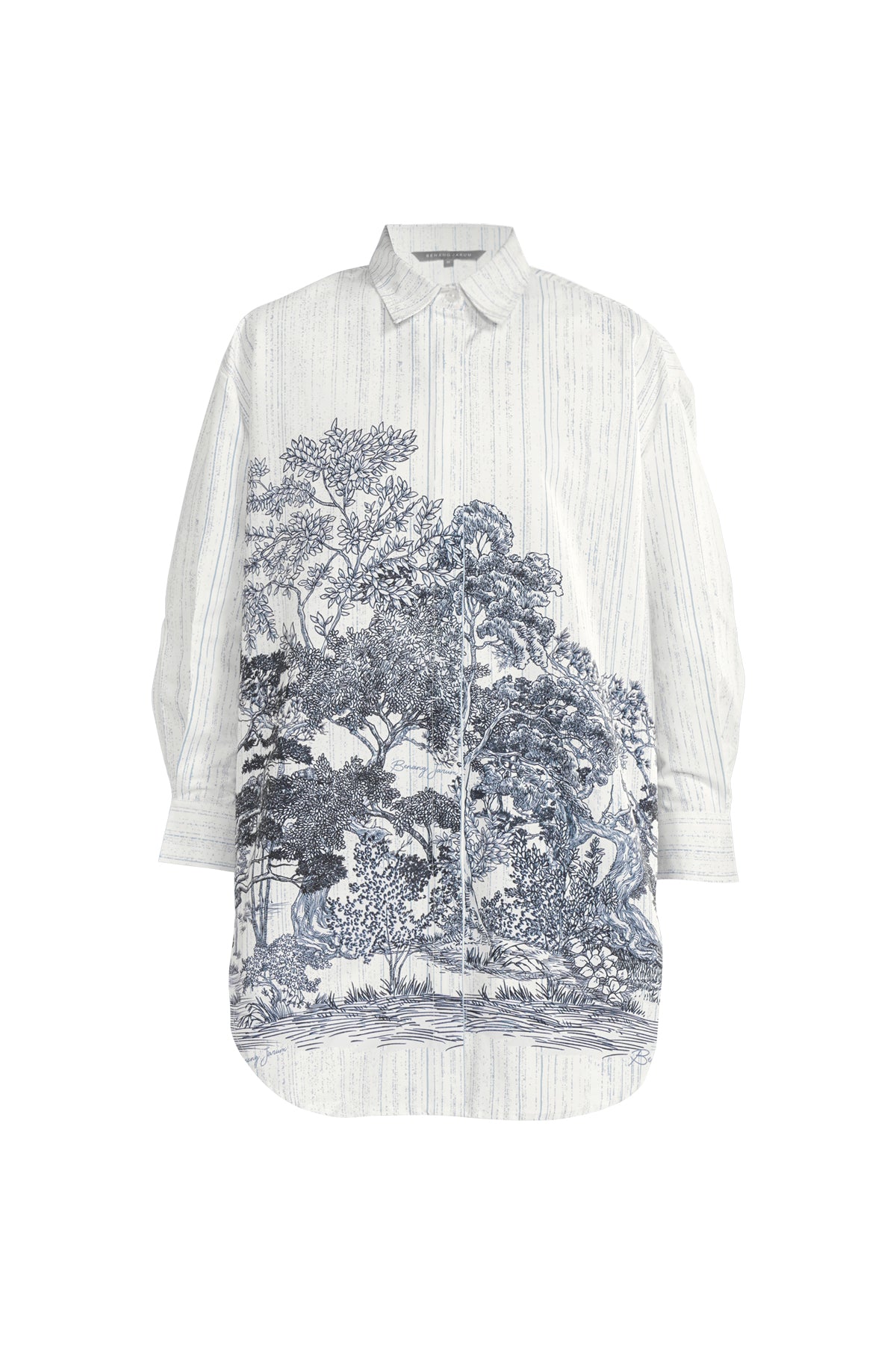 Forest Toile Oversized Shirt - White