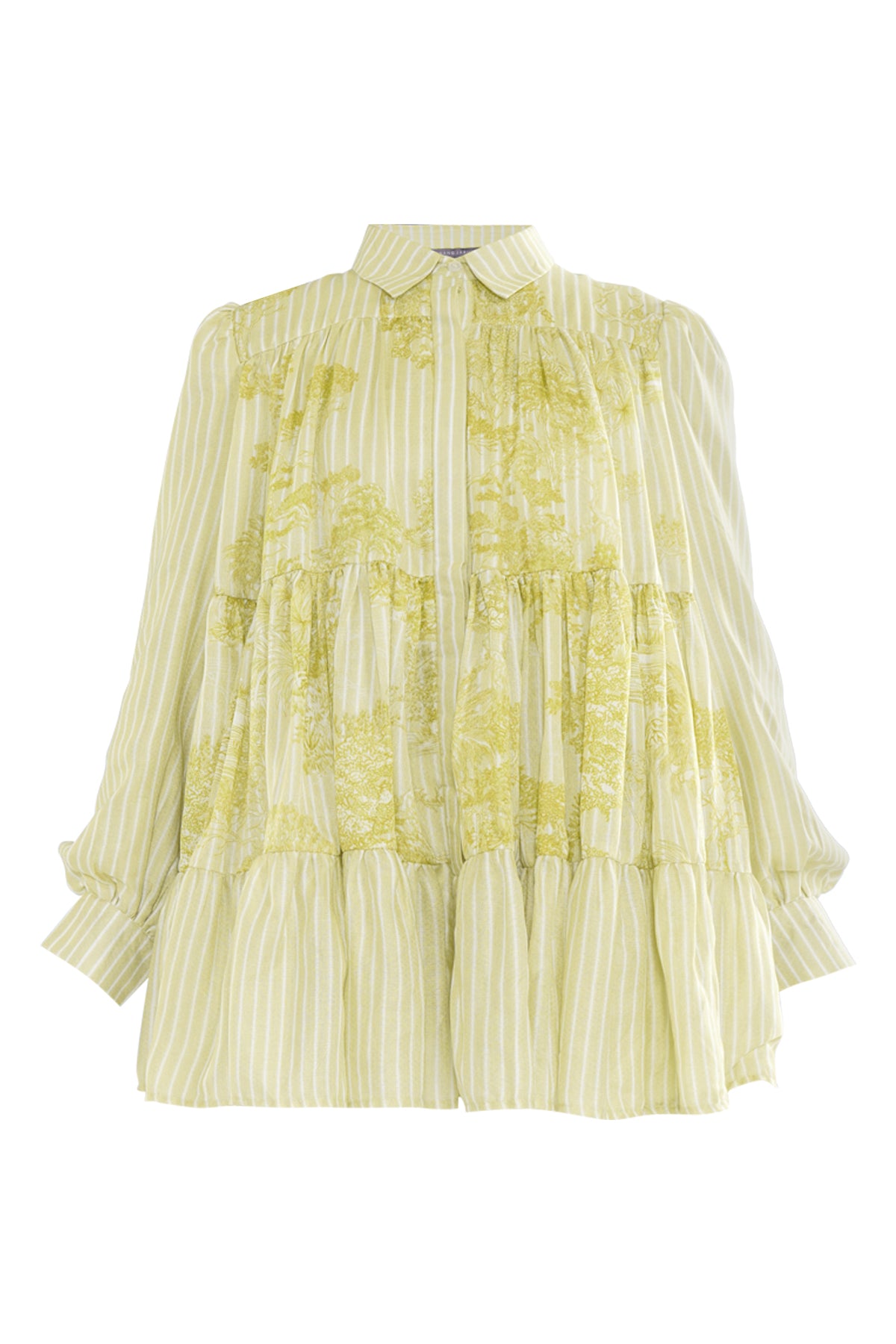 Forest Toile Ruffled Shirt - French Vanilla