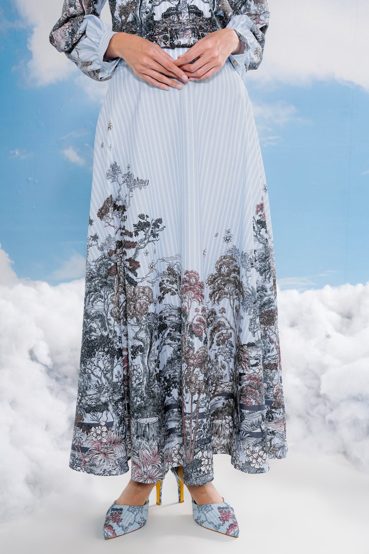 Forest Toile Skirt - Powder Blue