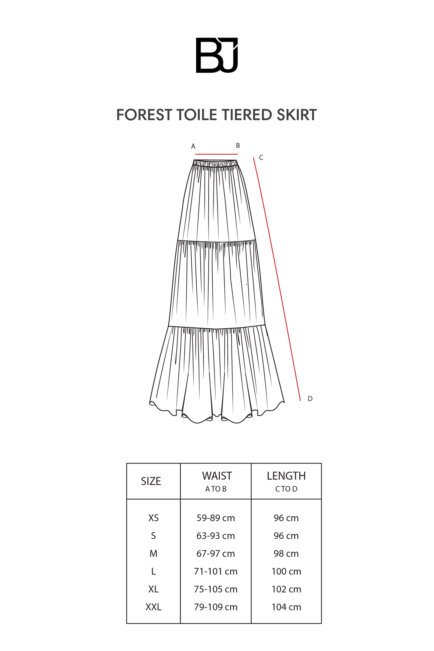 Forest Toile Tiered Skirt - Carmine Rose