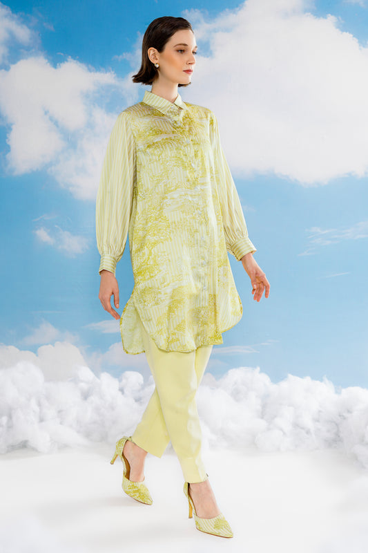 Forest Toile Tunic Shirt - French Vanilla