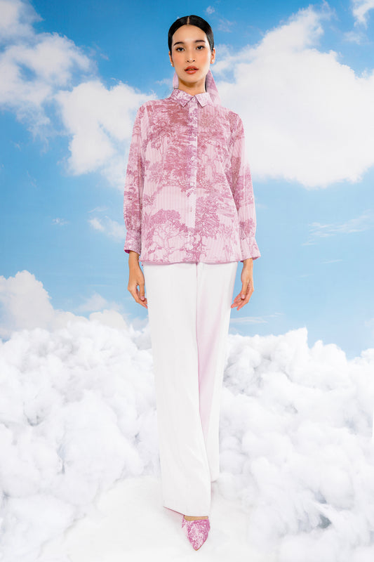 Forest Toile Voile Shirt - Carmine Rose