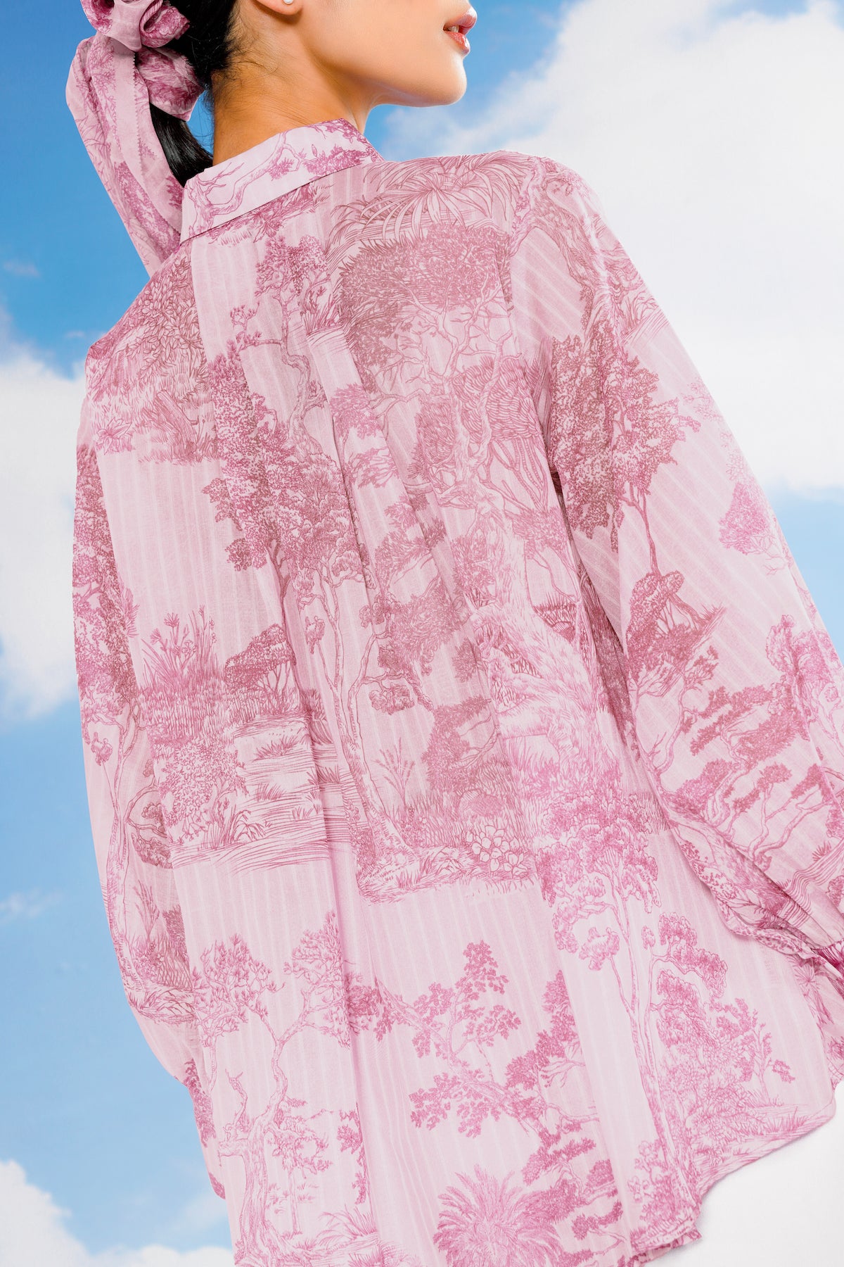 Forest Toile Voile Shirt - Carmine Rose