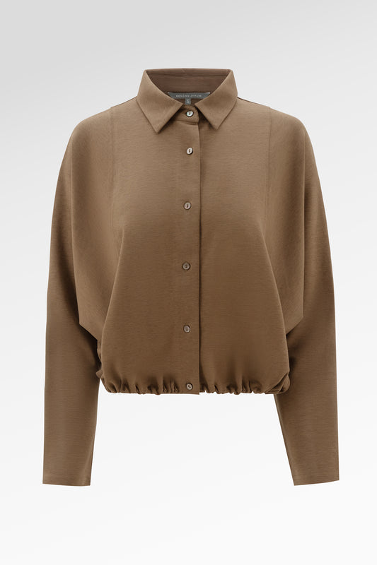 Ginny Batwing Crop Shirt - Brown