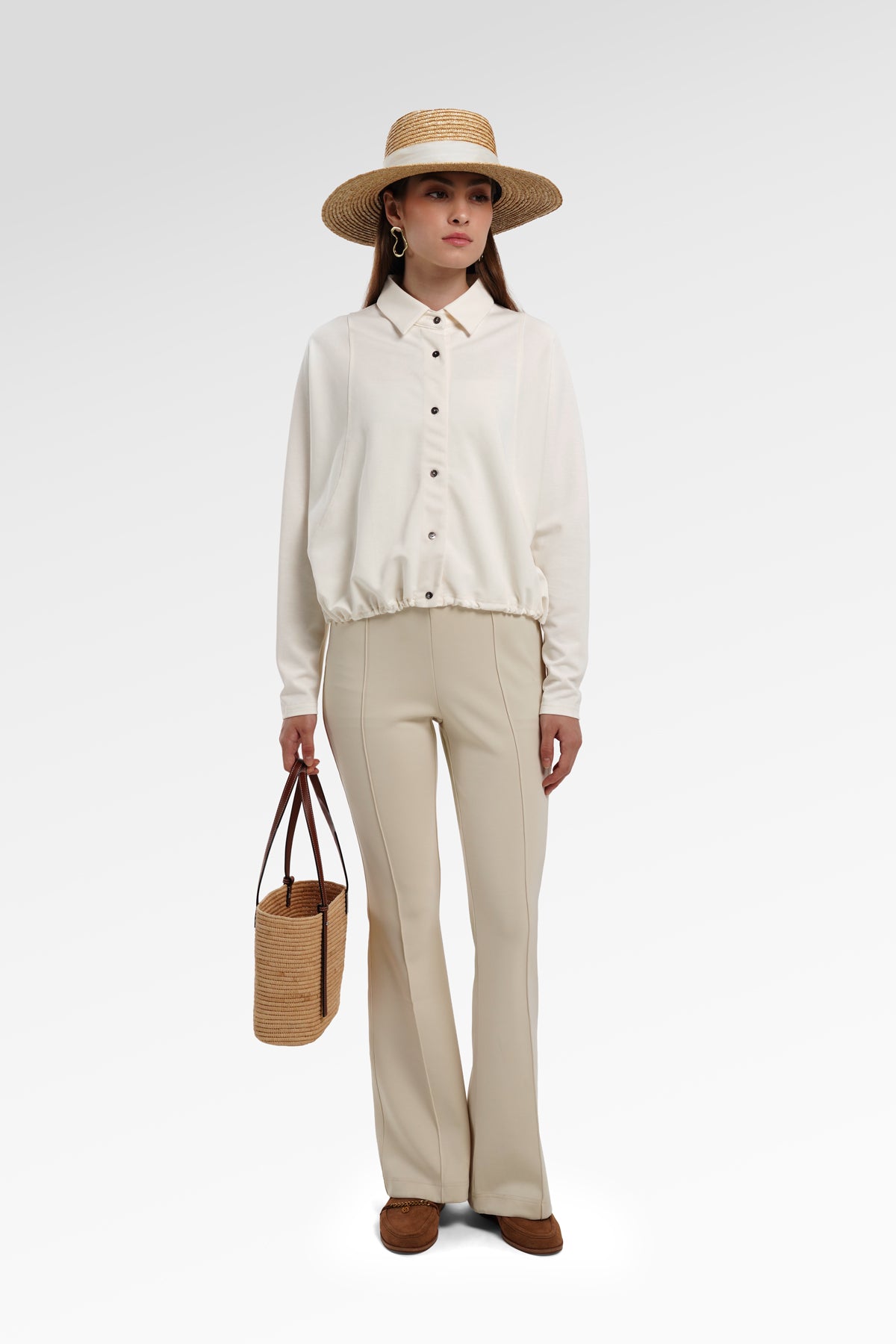 Ginny Batwing Crop Shirt - Vanilla