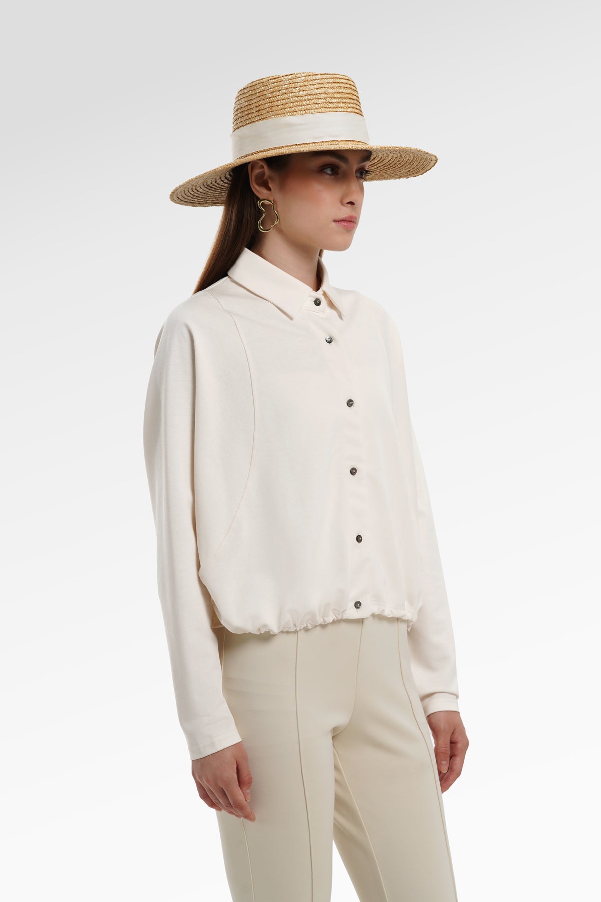 Ginny Batwing Crop Shirt - Vanilla