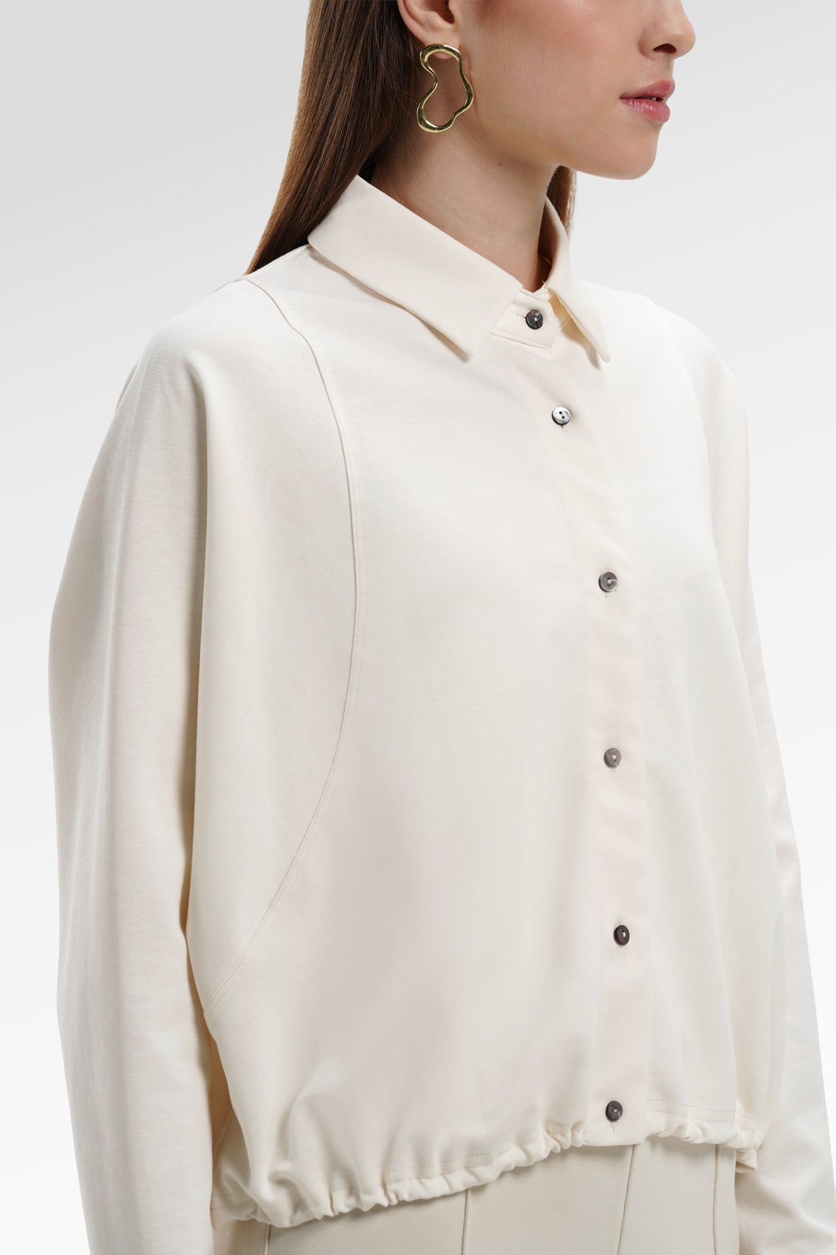Ginny Batwing Crop Shirt - Vanilla