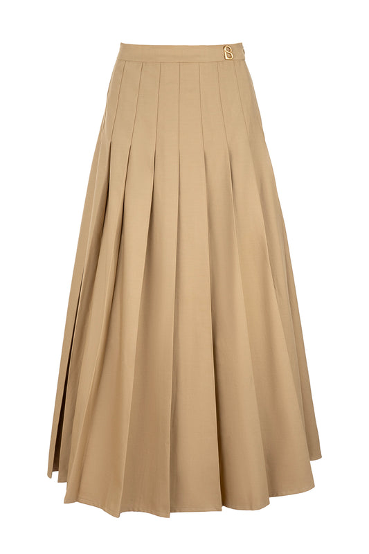 Greta Pleated Skirt - Mocha