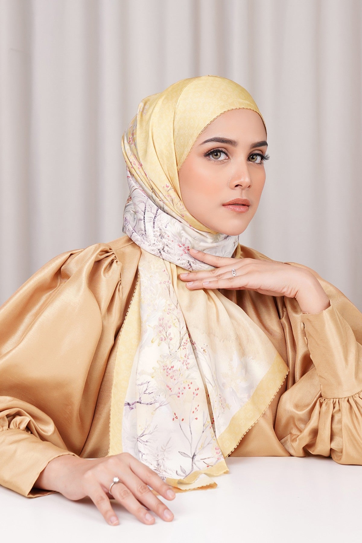 Holiday Satin Shawl - Honey