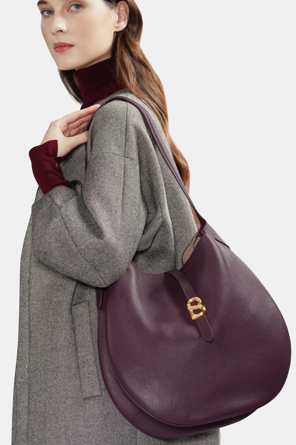 Halo Hobo Bag - Burgundy