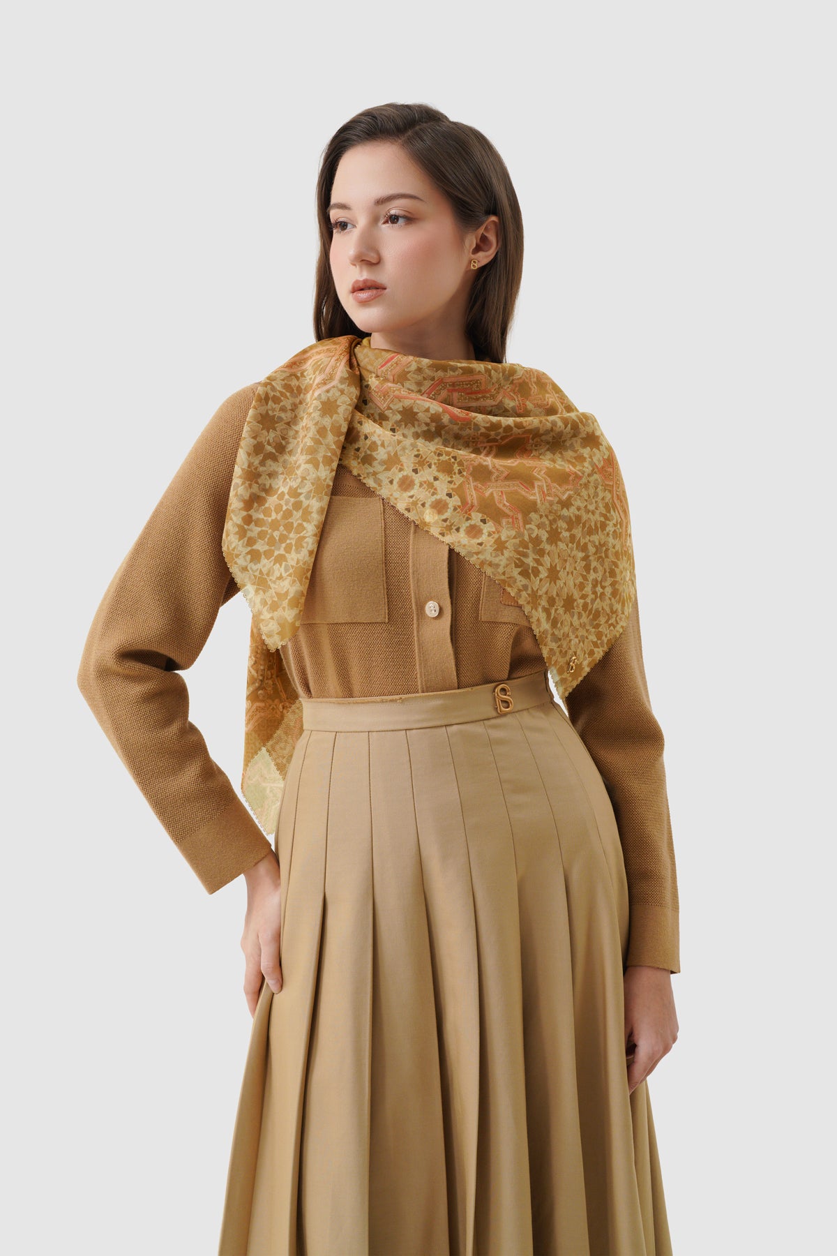 Haramain 2 Voile Square - Sandalwood