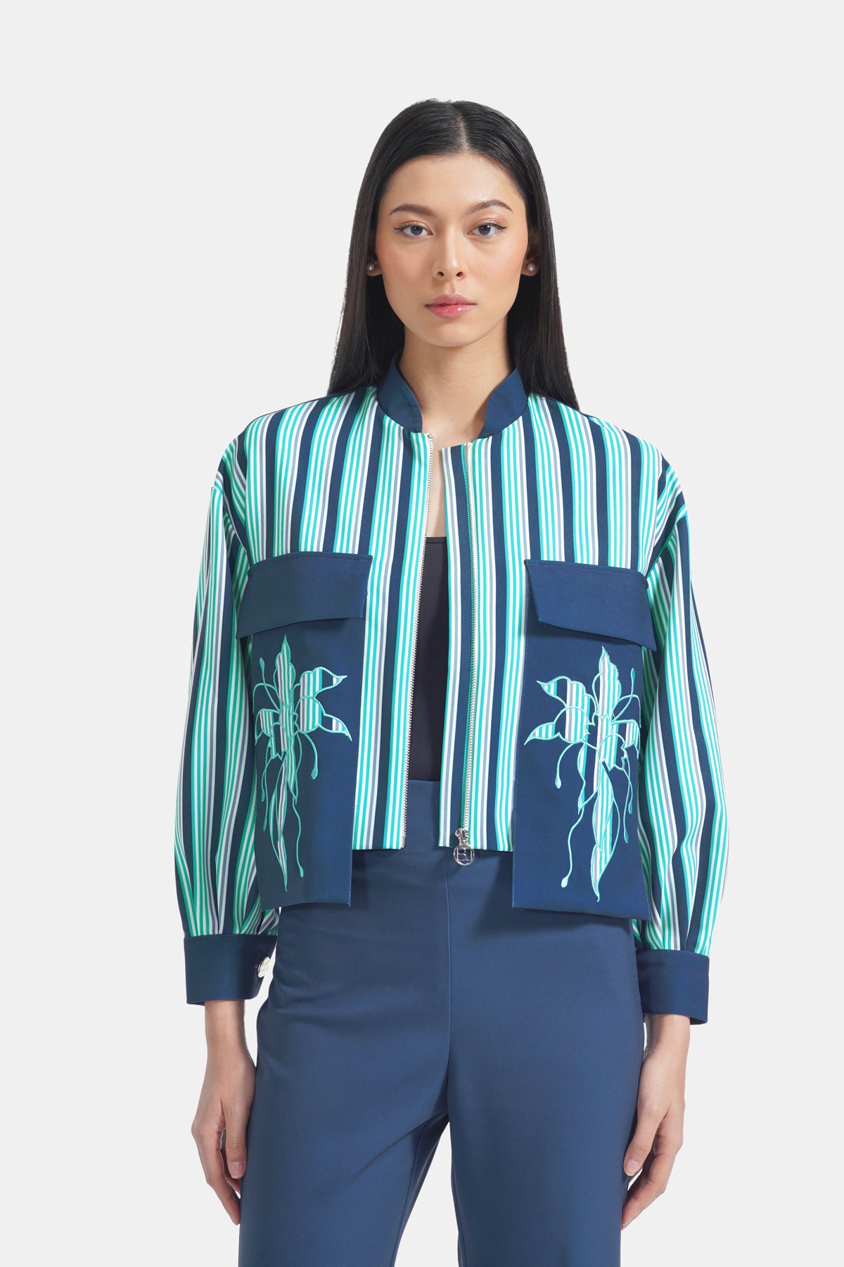 Jeniva Set Crop Jacket - Naval Blue