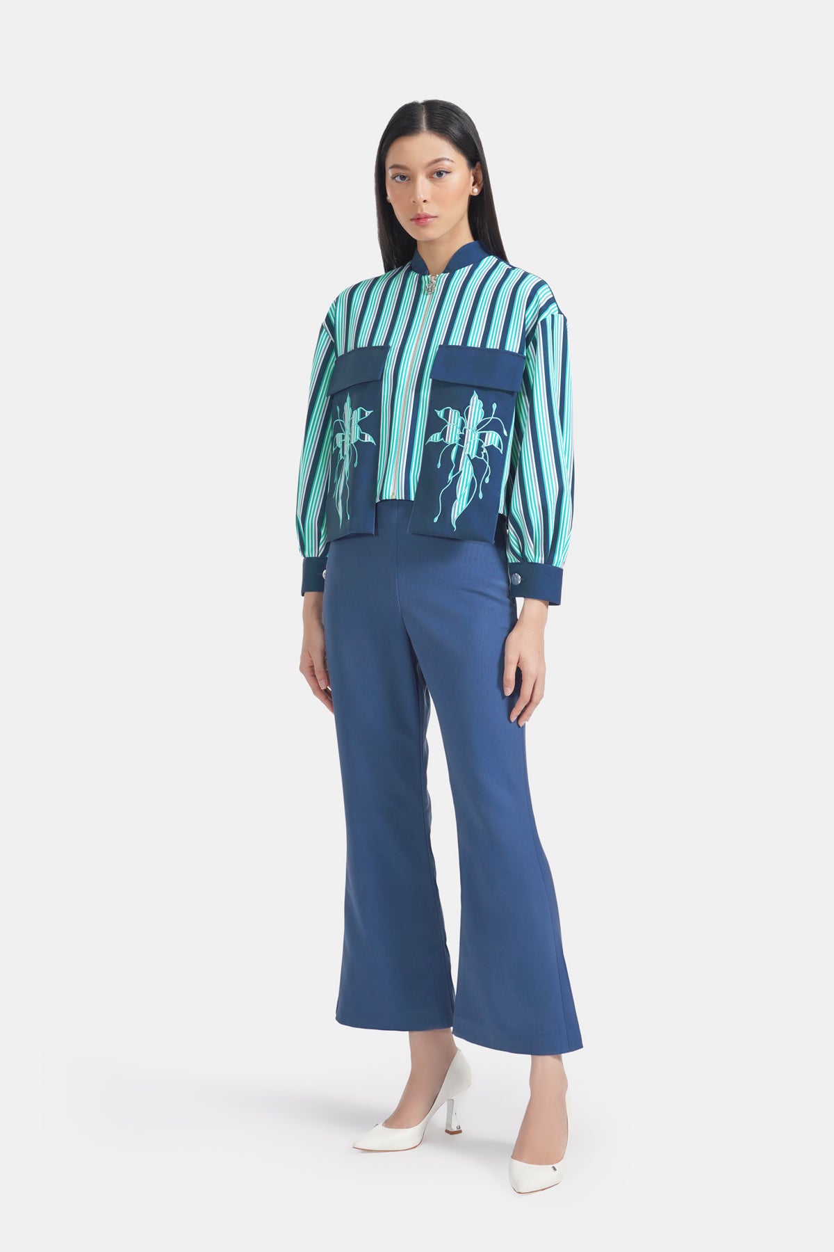 Jeniva Set Crop Jacket - Naval Blue