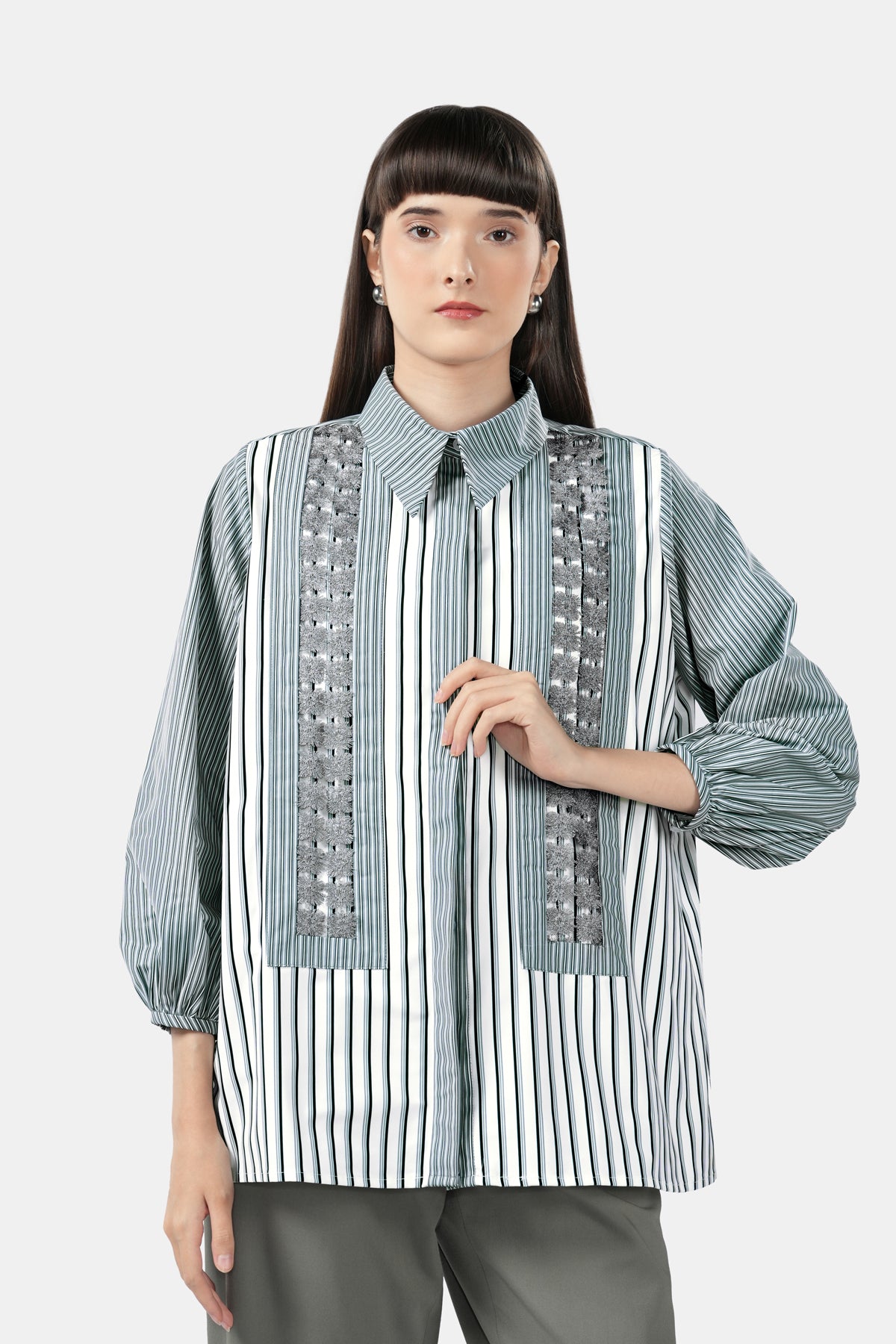 Karalyn Lace Shirt - Grey