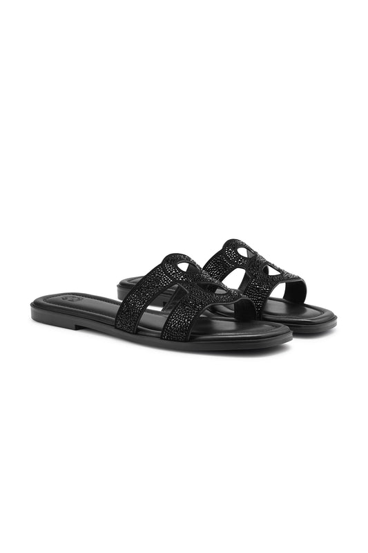 Kefi Sandal with Crystal - Black